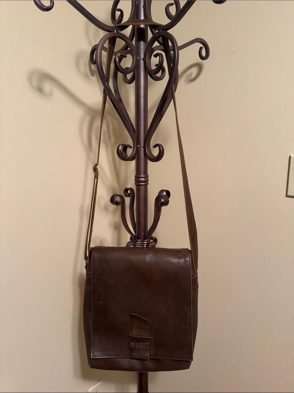 Diesel Dark Brown vintage Messenger Bag with Adjustable Strap
